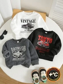 SHEIN 3pcs/Set Baju Sweatshirt Lengan Panjang Kasual Serbaguna Gaya Jalanan Musim Gugur/Dingin untuk Bayi Laki-laki, Paket Multi Sweatshirt Balap, Sweatshirt Serbaguna, Sweatshirt Balita, Sweatshirt Lucu (Sweatshirt dan Celana Dijual Terpisah) - MultiWarna - View 3