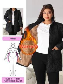 Solflare 大尺碼女款純色保暖內裡休閒日常冬季加厚外套 - 彩色 - 查看 1