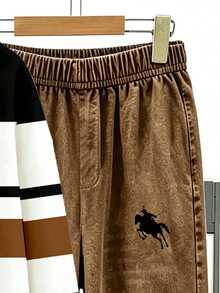 Setelan Sweatshirt dan Celana Sweatpants 2 Potong Gaya Kasual Street Minimalis Motif Garis-garis Blok Warna Bahu Jatuh Kerah Bulat untuk Anak Laki-laki Remaja, Cocok untuk Jalan-jalan dan Olahraga - MultiWarna - View 5