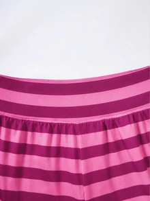 SHEIN Kids Tween Girl Knitted Camisole Top And Striped Loose Pants Set - Multicolor - View 4