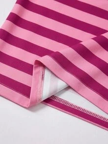 SHEIN Kids Tween Girl Knitted Camisole Top And Striped Loose Pants Set - Multicolor - View 5
