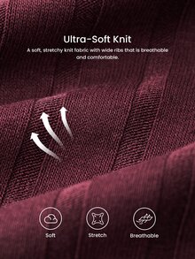 LUVLETTE Cloud Soft Fall Women's V-Neck Button Brown-Red Pullover Long-Sleeved Trousers Loungewear Set, Ribbed Textured Fabric, Lounge Sets For Women Graphic - Burgundy - View 6