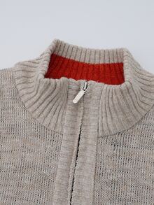 Manfinity CasualKnits 男士半拉鍊聖誕針織毛衣 - 米色 - 查看 3