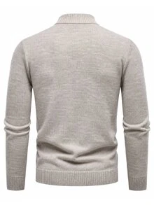 Manfinity CasualKnits 男士半拉鍊聖誕針織毛衣 - 米色 - 查看 2