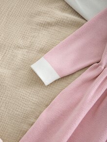 SHEIN 女童粉色針織洋裝，秋季新品，學院風、航海風、小公主風，領口設計，藍白拼色，娃娃洋裝 - 粉色 - 查看 8