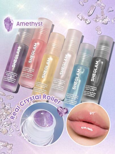 SHEGLAM Crystal Intentions Protection Mantra Roller Lip Oil-Amethyst Brand Beauty Cosmetic Makeup For Women And Girls