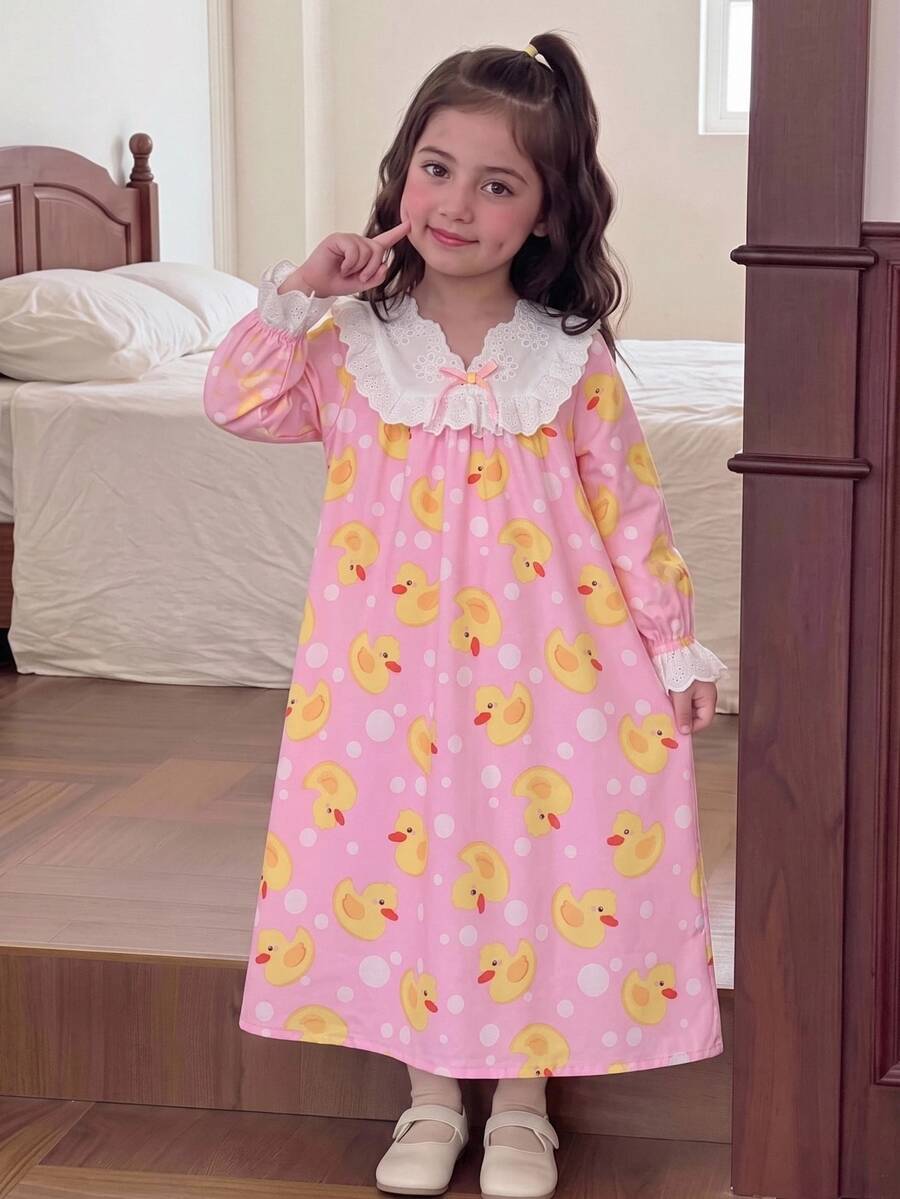 SHEIN Gaun Rumah Musim Gugur/Dingin untuk Anak Perempuan Muda, Gadis Muda, Gadis Muda, Anak Perempuan ... - MultiWarna - View 1