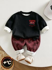Young Boys Loose Fit Sports Casual Comfortable Long Sleeve Sweatshirt And Pants 2 Pieces Set, Suitable For Autumn/Winter, Classic Handsome Street Style Retro Racing Car Print, Suitable For Sports, Y2K - Multicolor - View 4