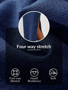 Flexra Fall Casual Slit Denim Daily Wear Washed Comfortable Flattering Versatile Denim Skirt For Women - Dark Wash - View 6
