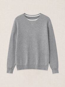 Calmiston Men's Solid Color Casual Versatile Daily Wear Long Sleeve Sweater Golf - Grey - View 6