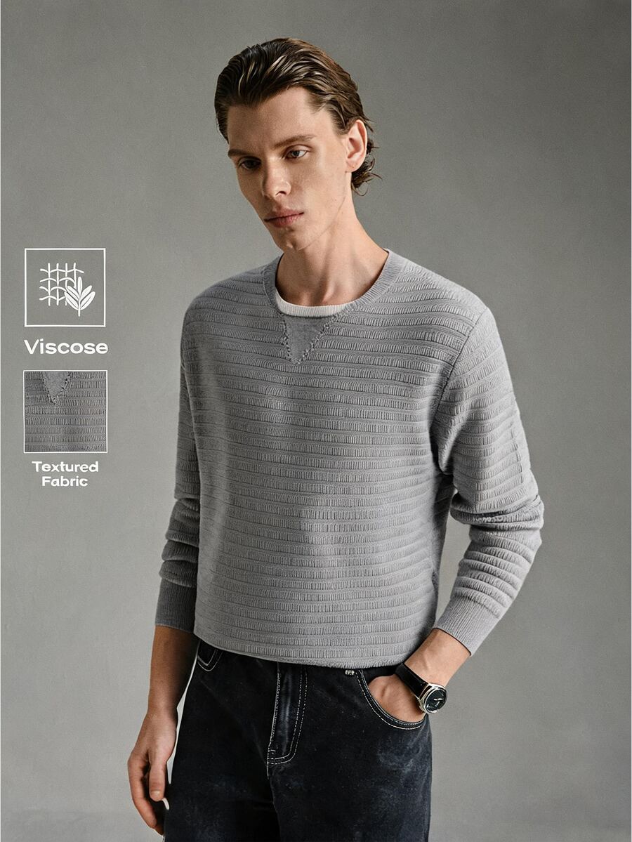 Calmiston Men's Solid Color Casual Versatile Daily Wear Long Sleeve Sweater Golf - Grey - View 1