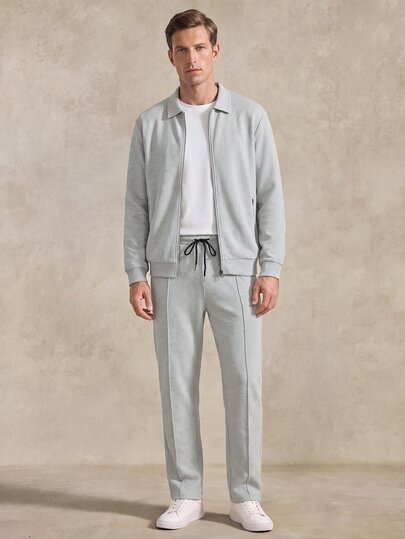 Courvante Men's Loose Fit Solid Color Casual 2 Pieces Set Two Men Leisure Suits Suit Grey Big And Tall Sweatsuit Joggers Fall Long Sleeve