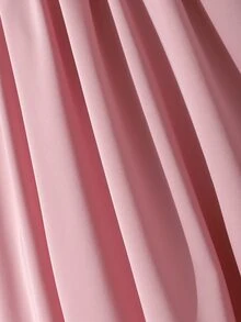 SHEIN 女童柔粉色優雅夏季派對緞面大蝴蝶結袖、仿珍珠裝飾蝴蝶結與圍領A字裙，適合聖誕舞會、婚禮賓客、正式禮服 - 粉色 - 查看 5