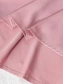 SHEIN 女童柔粉色優雅夏季派對緞面大蝴蝶結袖、仿珍珠裝飾蝴蝶結與圍領A字裙，適合聖誕舞會、婚禮賓客、正式禮服 - 粉色 - 查看 4