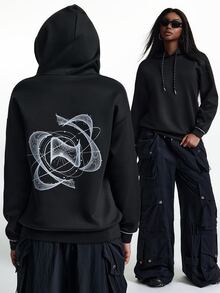 Innovista Innovista Women's Solid Color Drawstring Hooded Sports Sweatshirt Tracksuit Top Gym Sportswear Activewear Cozy Loungewear Daily Wear Fall Winter - Black - View 7