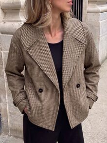 Struktiv Women's Large Lapel Decorative Button Long Sleeve Wool Coat - Multicolor - View 6