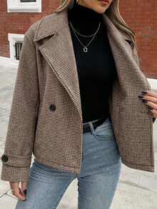 Struktiv Women's Large Lapel Decorative Button Long Sleeve Wool Coat - Multicolor - View 5