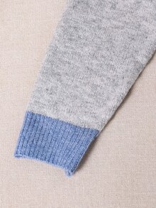 SHEIN Cardigan Rajut Pas Badan Bermotif Polkadot Warna-warni, Modis, Serbaguna, Kasual, dan Kontras untuk Remaja Perempuan di Musim Gugur/Dingin. - Grey - View 4