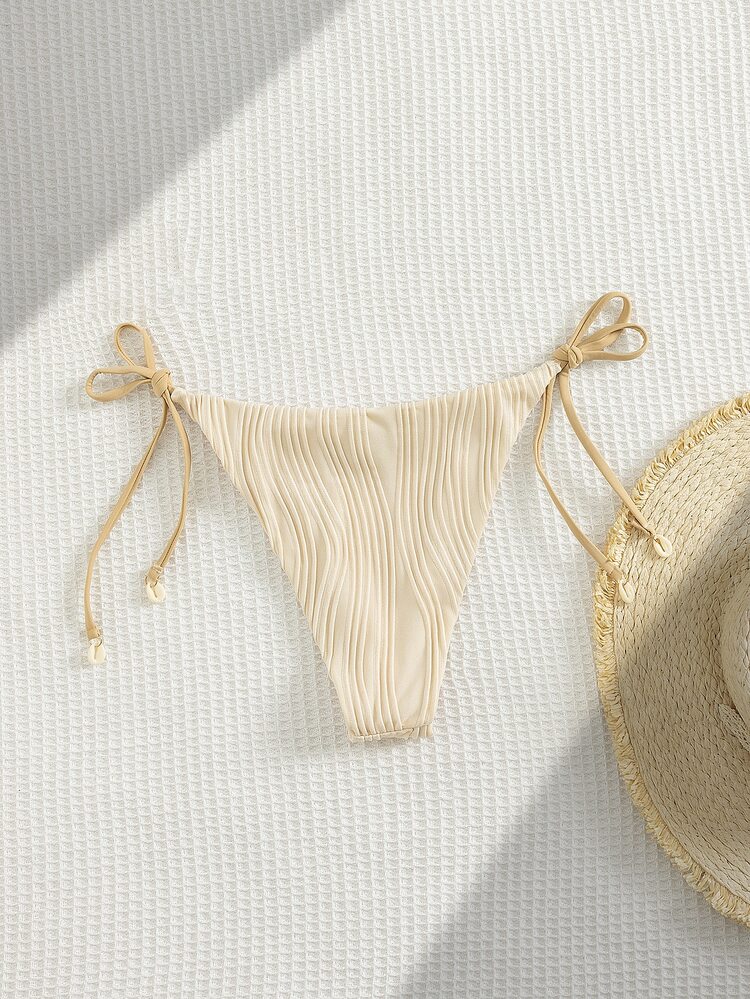 SHEIN Swim Women's Beach Vacation Tankini Swimwear, Special Fabric - Beige - View 2