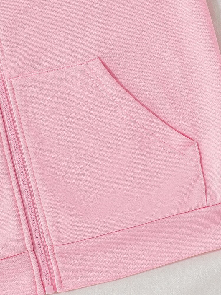 Tween Girls Pink Zip Up Hoodie, Cute Bow Embroidery Sweatshirt Jacket With Leopard Print Lining,Casu Cute Cool Girl School Career Day Autumn - Pink - View 5