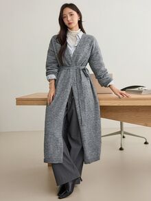 Dazy-Less 女款開襟羊毛衫長袖上衣 - 深灰色 - 查看 7