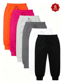 EMERY ROSE Plus Size Women 6‑Pack Drawstring Capri Jogger Pants, Soft Breathable Elastic Waist Cropped Sweatpants, Relaxed Fit Casual LoungewearWorkoutCapriPants - White - View 3