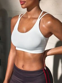 Solea Cove Solea Cove Women's Criss-Cross Back Strap Sports Bra - White - View 4