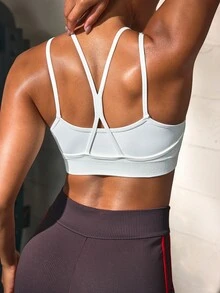 Solea Cove Solea Cove Women's Criss-Cross Back Strap Sports Bra - White - View 2