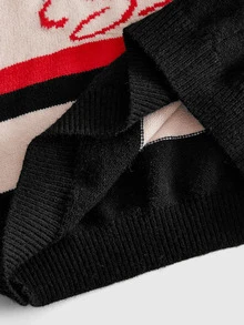 ROMWE MEN 時尚條紋刺繡草寫字體 Polo 領長袖針織衫 - 彩色 - 查看 8
