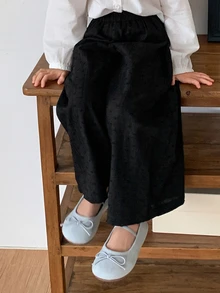 Dazy Kids 女童寬鬆休閒鬆緊腰燈籠褲 - 黑色 - 查看 6