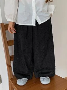 Dazy Kids 女童寬鬆休閒鬆緊腰燈籠褲 - 黑色 - 查看 4