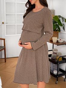 Moonlight&Mama Maternity Soft Comfortable Casual Knit Nightgown - Brown - View 4