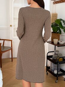 Moonlight&Mama Maternity Soft Comfortable Casual Knit Nightgown - Brown - View 2