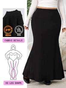 Solflare Plus Size Women's Sexy Mermaid Tail Skirt, Autumn/Winter - Black - View 1