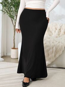 Solflare Plus Size Women's Sexy Mermaid Tail Skirt, Autumn/Winter - Black - View 3