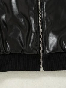 SHEIN Tween Girls Coats School Off Campus Black Autumn Cute - Black - View 6