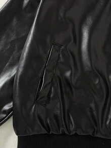 SHEIN Tween Girls Coats School Off Campus Black Autumn Cute - Black - View 10