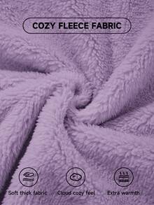 SHEIN LUNE Solid Color Fleece Drawstring Hoodie,Long Sleeve Tops In Fall/Winter,Casual - Purple - View 7