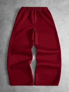 Manfinity Hypemode Celana Sweatpants Streetwear Pria Motif Bordir Handuk Laba-laba dan Jaring Laba-laba, Hadiah Ulang Tahun untuk Pacar/Suami - Burgundy - View 6