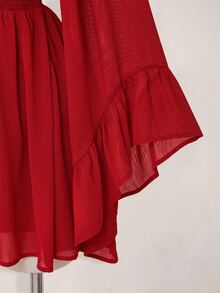 SHEIN ICON 女款街頭風抓皺收腰優雅洋裝 - 紅色 - 查看 11