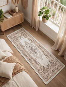 Digitally Printed Non-Slip Washable And Area Rug Suitable For Living Room, Bedroom, Outdoor, Kitchen Carpet, Modern Design | Modern, Scandinavian, Bohemian And Classic Styles | 100% Polyester - Grey - View 6