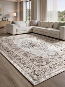 Digitally Printed Non-Slip Washable And Area Rug Suitable For Living Room, Bedroom, Outdoor, Kitchen Carpet, Modern Design | Modern, Scandinavian, Bohemian And Classic Styles | 100% Polyester - Grey - View 1