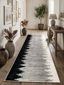 Digitally Printed Non-Slip Washable Runner And Area Rug Suitable For Living Room, Outdoor, Kitchen, Bedroom Carpet, Modern Design | Modern, Scandinavian, Bohemian And Classic Styles | 100% Polyester - Black and White - View 8