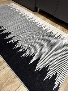 Digitally Printed Non-Slip Washable Runner And Area Rug Suitable For Living Room, Outdoor, Kitchen, Bedroom Carpet, Modern Design | Modern, Scandinavian, Bohemian And Classic Styles | 100% Polyester - Black and White - View 4