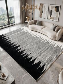 Digitally Printed Non-Slip Washable Runner And Area Rug Suitable For Living Room, Outdoor, Kitchen, Bedroom Carpet, Modern Design | Modern, Scandinavian, Bohemian And Classic Styles | 100% Polyester - Black and White - View 6