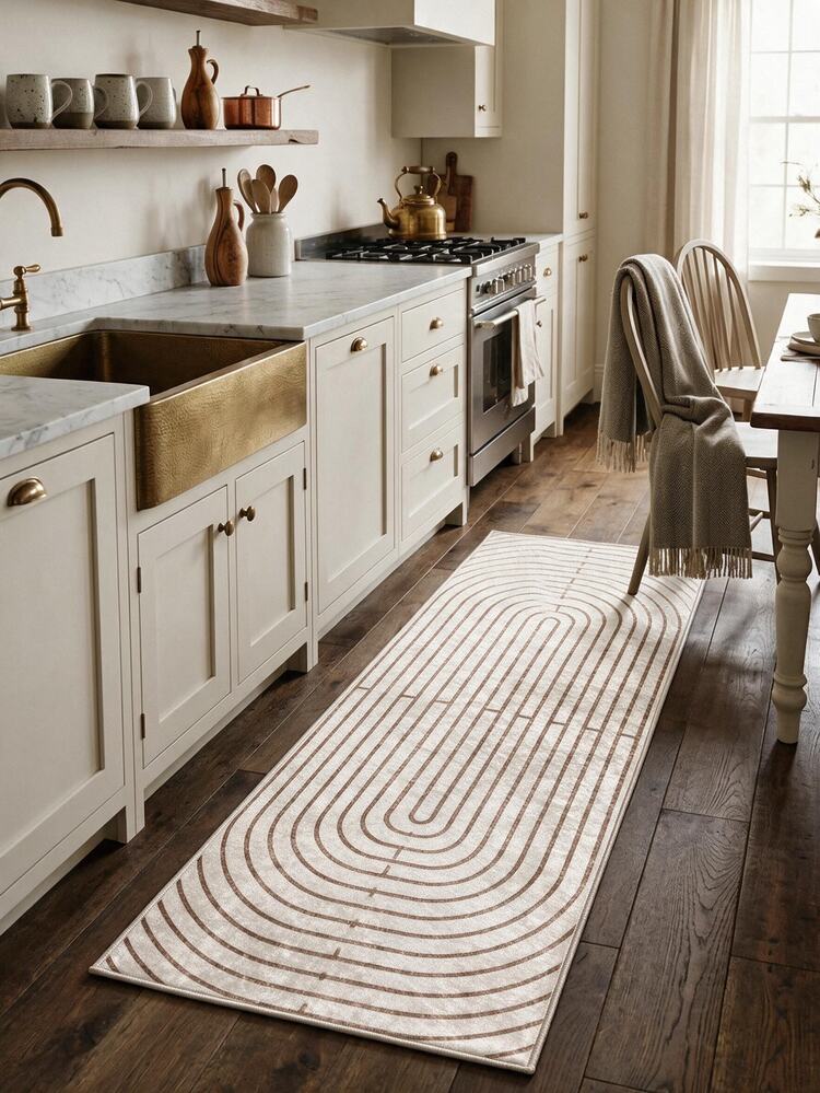 Digitally Printed Non-Slip Washable Runner And Area Rug Living Room, Kitchen, Bedroom, Outdoor Carpet, Modern Design | Modern, Scandinavian, Bohemian And Classic Styles | 100% Polyester - Beige - View 6