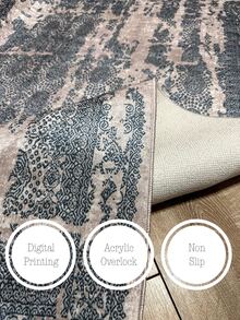 Digitally Printed Non-Slip Washable Runner And Area Rug Suitable For Living Room, Outdoor, Kitchen, Bedroom Carpet, Modern Design | Modern, Scandinavian, Bohemian And Classic Styles | 100% Polyester - Beige - View 2