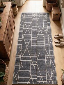 Digitally Printed Non-Slip Washable Runner And Area Rug Suitable For Living Room, Outdoor, Kitchen, Bedroom Carpet, Modern Design | Modern, Scandinavian, Bohemian And Classic Styles | 100% Polyester - Grey - View 8