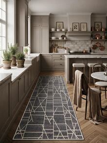Digitally Printed Non-Slip Washable Runner And Area Rug Suitable For Living Room, Outdoor, Kitchen, Bedroom Carpet, Modern Design | Modern, Scandinavian, Bohemian And Classic Styles | 100% Polyester - Grey - View 6