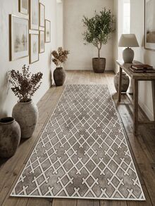 Digitally Printed Non-Slip Washable And Area Rug Suitable For Living Room, Bedroom, Outdoor, Kitchen Carpet, Modern Design | Modern, Scandinavian, Bohemian And Classic Styles | 100% Polyester - Light Grey - View 7